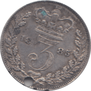 1885 HOLED THREEPENCE ( GVF ) - THREEPENCE - Cambridgeshire Coins
