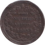 1885 ONE THIRD FARTHING ( VF ) - ONE THIRD FARTHING - Cambridgeshire Coins