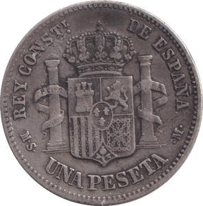 1885 SILVER 20 CENTAVOS SPAIN - SILVER WORLD COINS - Cambridgeshire Coins