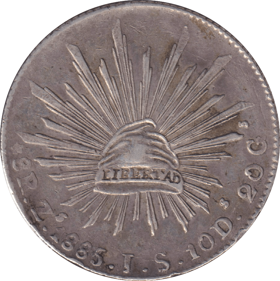 1885 SILVER 8 REALES MEXICO - SILVER WORLD COINS - Cambridgeshire Coins