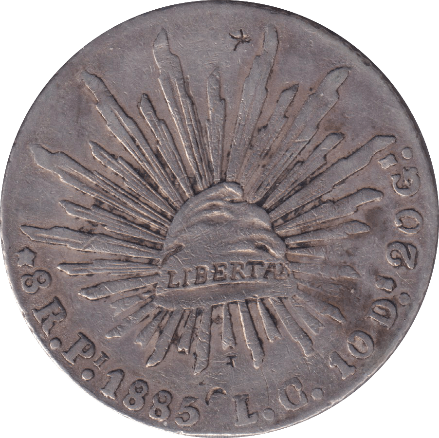 1885 SILVER 8 REALES MEXICO - SILVER WORLD COINS - Cambridgeshire Coins