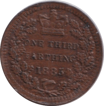 1885 THIRD FARTHING ( EF ) - ONE THIRD FARTHING - Cambridgeshire Coins