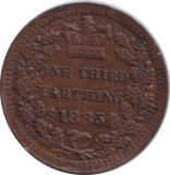 1885 THIRD FARTHING ( EF ) - ONE THIRD FARTHING - Cambridgeshire Coins
