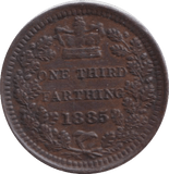 1885 THIRD FARTHING ( EF ) - ONE THIRD FARTHING - Cambridgeshire Coins