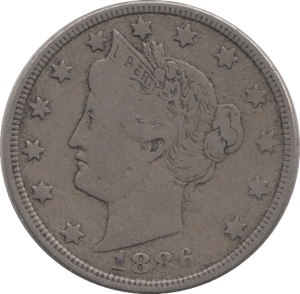 1886 FIVE CENT USA - SILVER WORLD COINS - Cambridgeshire Coins