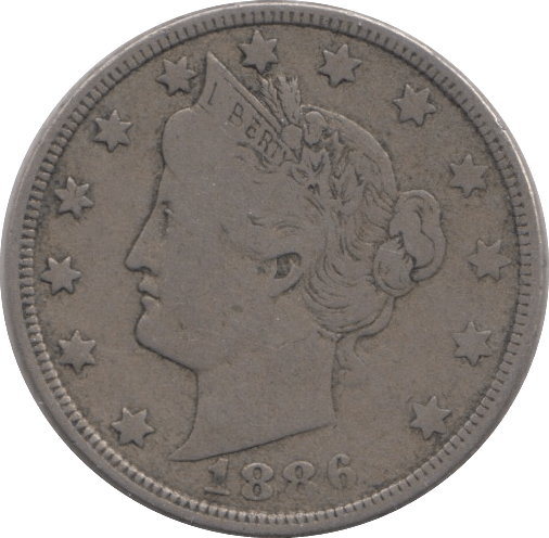 1886 FIVE CENT USA - SILVER WORLD COINS - Cambridgeshire Coins