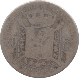 1886 SILVER 50 CENTIMES BELGIUM - SILVER WORLD COINS - Cambridgeshire Coins