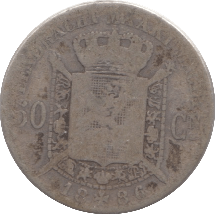 1886 SILVER 50 CENTIMES BELGIUM - SILVER WORLD COINS - Cambridgeshire Coins