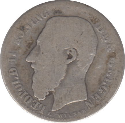 1886 SILVER 50 CENTIMES BELGIUM - SILVER WORLD COINS - Cambridgeshire Coins