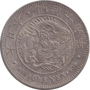 1886 SILVER ONE YEN JAPAN - SILVER WORLD COINS - Cambridgeshire Coins