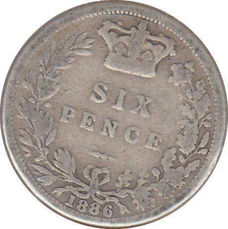 1886 SIXPENCE ( NF ) - SIXPENCE - Cambridgeshire Coins