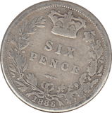 1886 SIXPENCE ( NF ) - SIXPENCE - Cambridgeshire Coins