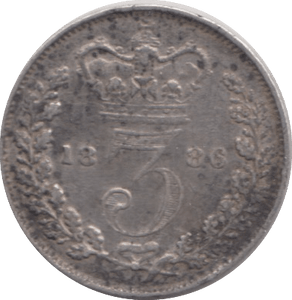 1886 THREE PENCE ( GF ) - Threepence - Cambridgeshire Coins