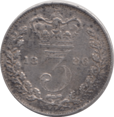 1886 THREE PENCE ( GF ) - Threepence - Cambridgeshire Coins