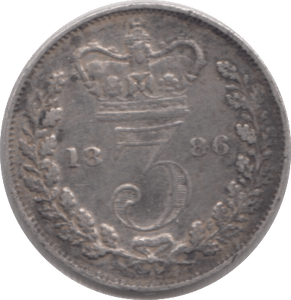 1886 THREE PENCE ( VF ) - Threepence - Cambridgeshire Coins