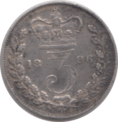 1886 THREE PENCE ( VF ) - Threepence - Cambridgeshire Coins