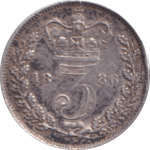 1886 THREEPENCE ( EF ) - Threepence - Cambridgeshire Coins