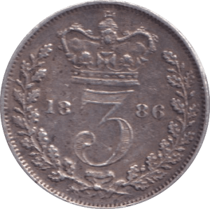 1886 THREEPENCE ( GVF ) - Threepence - Cambridgeshire Coins