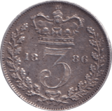 1886 THREEPENCE ( GVF ) - Threepence - Cambridgeshire Coins