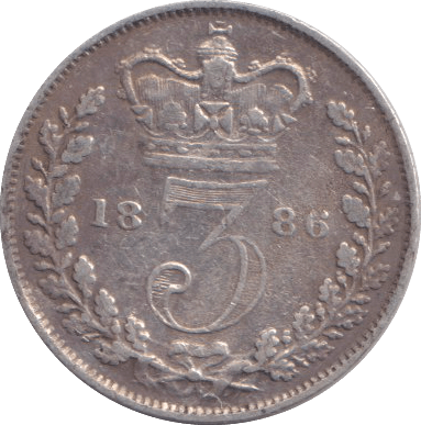 1886 THREEPENCE ( GVF ) - THREEPENCE - Cambridgeshire Coins