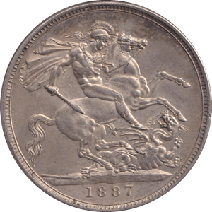 1887 CROWN ( AUNC ) - CROWN - Cambridgeshire Coins