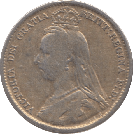 1887 ENAMELLED SIXPENCE ( FINE ) - SIXPENCE - Cambridgeshire Coins