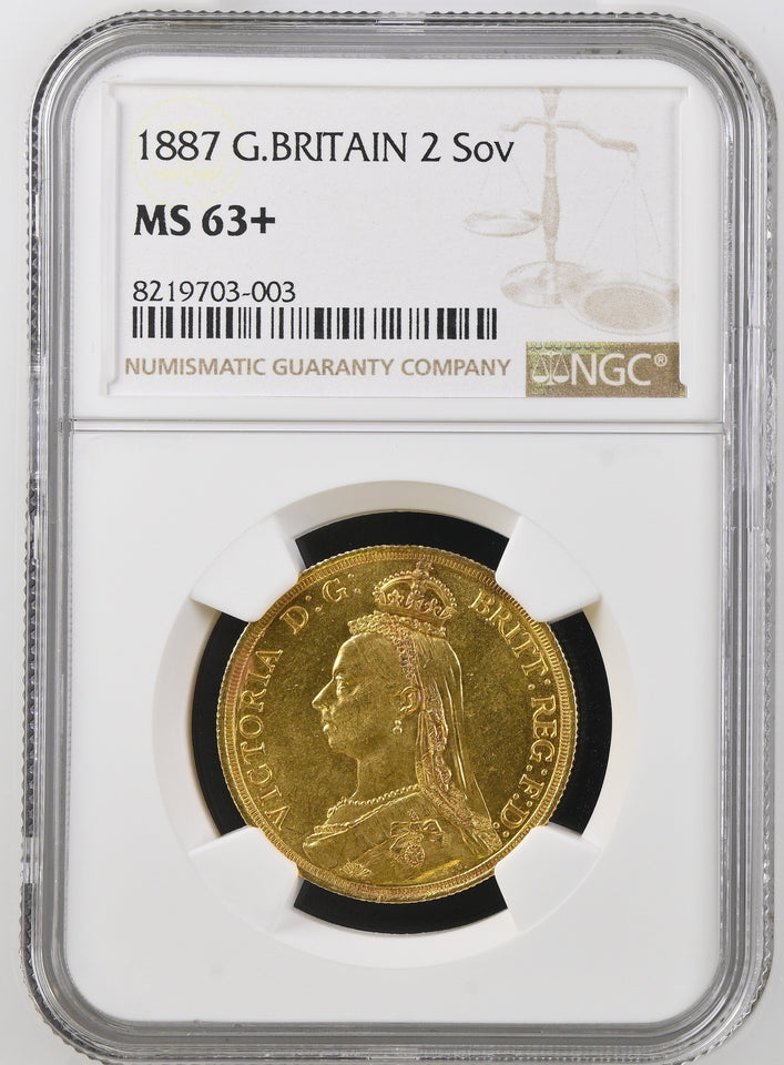 1887 GOLD 2 SOVEREIGN ( NGC ) AU 63+ - NGC GOLD £2 - Cambridgeshire Coins