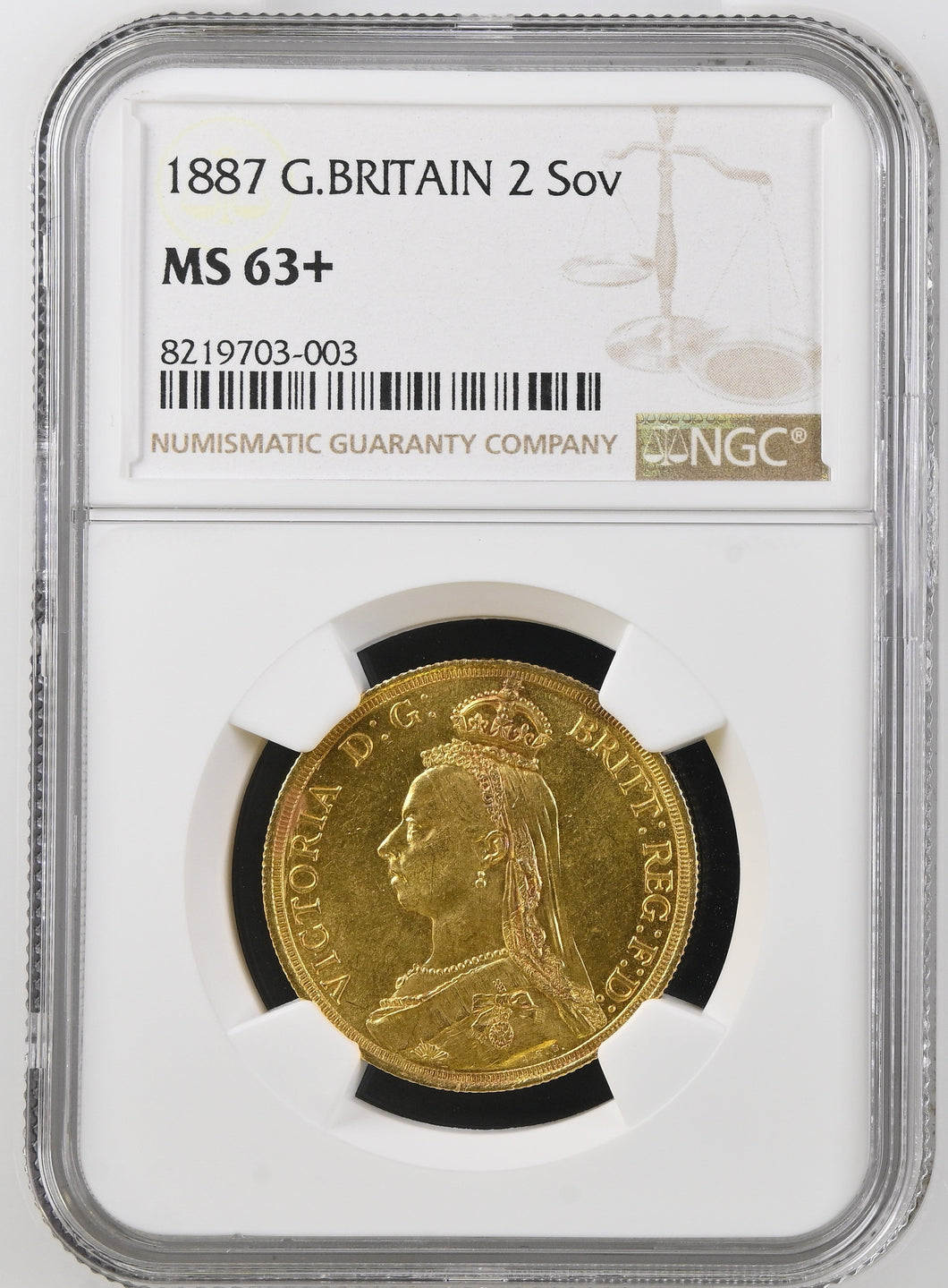 1887 GOLD 2 SOVEREIGN ( NGC ) AU 63+ - NGC GOLD £2 - Cambridgeshire Coins