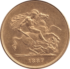 1887 GOLD FIVE POUND SOVEREIGN ( GVF ) - GOLD FIVE POUNDS - Cambridgeshire Coins