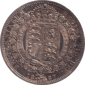 1887 HALF CROWN ( AUNC ) - HALFCROWN - Cambridgeshire Coins