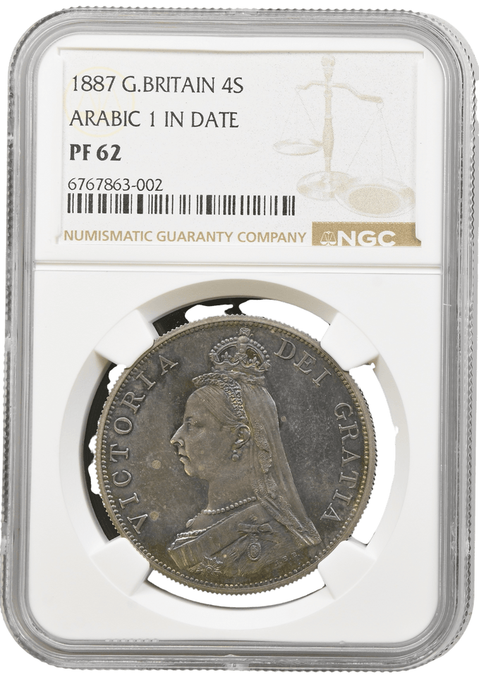 1887 PROOF DOUBLE FLORIN NGC PF 62 - NGC SILVER COINS - Cambridgeshire Coins