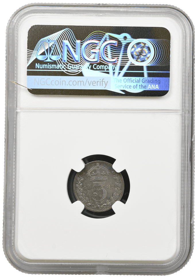 1887 PROOF THREEPENCE NGC PF 62 - NGC SILVER COINS - Cambridgeshire Coins