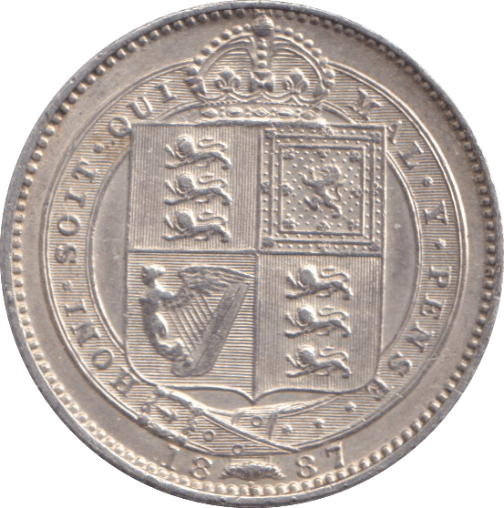 1887 SHILLING ( AUNC ) - SHILLING - Cambridgeshire Coins