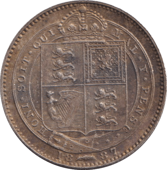 1887 SHILLING ( AUNC ) - SHILLING - Cambridgeshire Coins