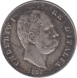 1887 SILVER LIRA ITALY - SILVER WORLD COINS - Cambridgeshire Coins