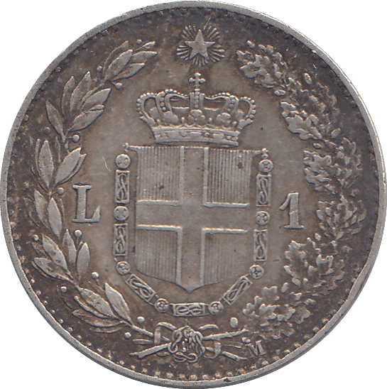 1887 SILVER LIRA ITALY - SILVER WORLD COINS - Cambridgeshire Coins