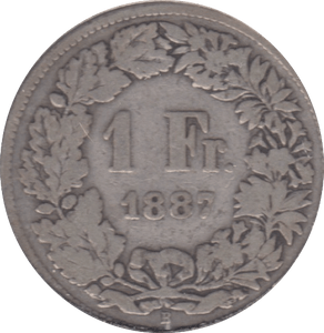 1887 SILVER SWITZERLAND ONE FRANC - SILVER WORLD COINS - Cambridgeshire Coins