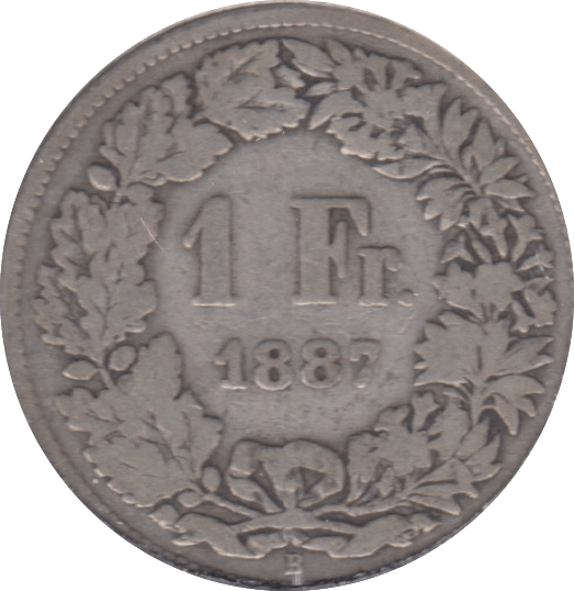 1887 SILVER SWITZERLAND ONE FRANC - SILVER WORLD COINS - Cambridgeshire Coins
