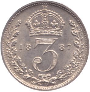 1887 SILVER THREEPENCE ( AUNC ) - THREEPENCE - Cambridgeshire Coins