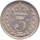 1887 SILVER THREEPENCE ( AUNC ) - THREEPENCE - Cambridgeshire Coins