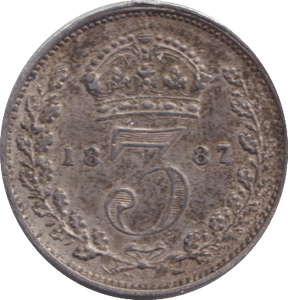 1887 SILVER THREEPENCE ( EF ) - THREEPENCE - Cambridgeshire Coins