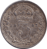 1887 SILVER THREEPENCE ( EF ) - THREEPENCE - Cambridgeshire Coins