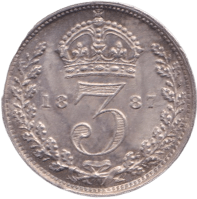 1887 SILVER THREEPENCE ( EF ) - THREEPENCE - Cambridgeshire Coins