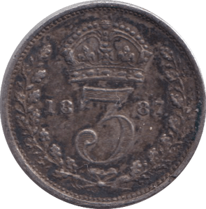 1887 SILVER THREEPENCE ( VF ) - THREEPENCE - Cambridgeshire Coins