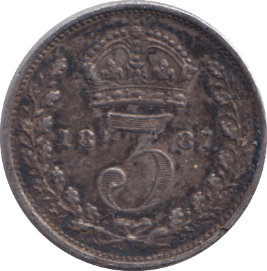 1887 SILVER THREEPENCE ( VF ) - THREEPENCE - Cambridgeshire Coins