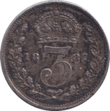 1887 SILVER THREEPENCE ( VF ) - THREEPENCE - Cambridgeshire Coins