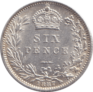1887 SIXPENCE ( AUNC ) - SIXPENCE - Cambridgeshire Coins