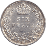 1887 SIXPENCE ( AUNC ) - SIXPENCE - Cambridgeshire Coins
