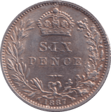 1887 SIXPENCE ( AUNC ) - SIXPENCE - Cambridgeshire Coins