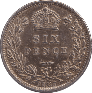 1887 SIXPENCE ( AUNC ) - SIXPENCE - Cambridgeshire Coins